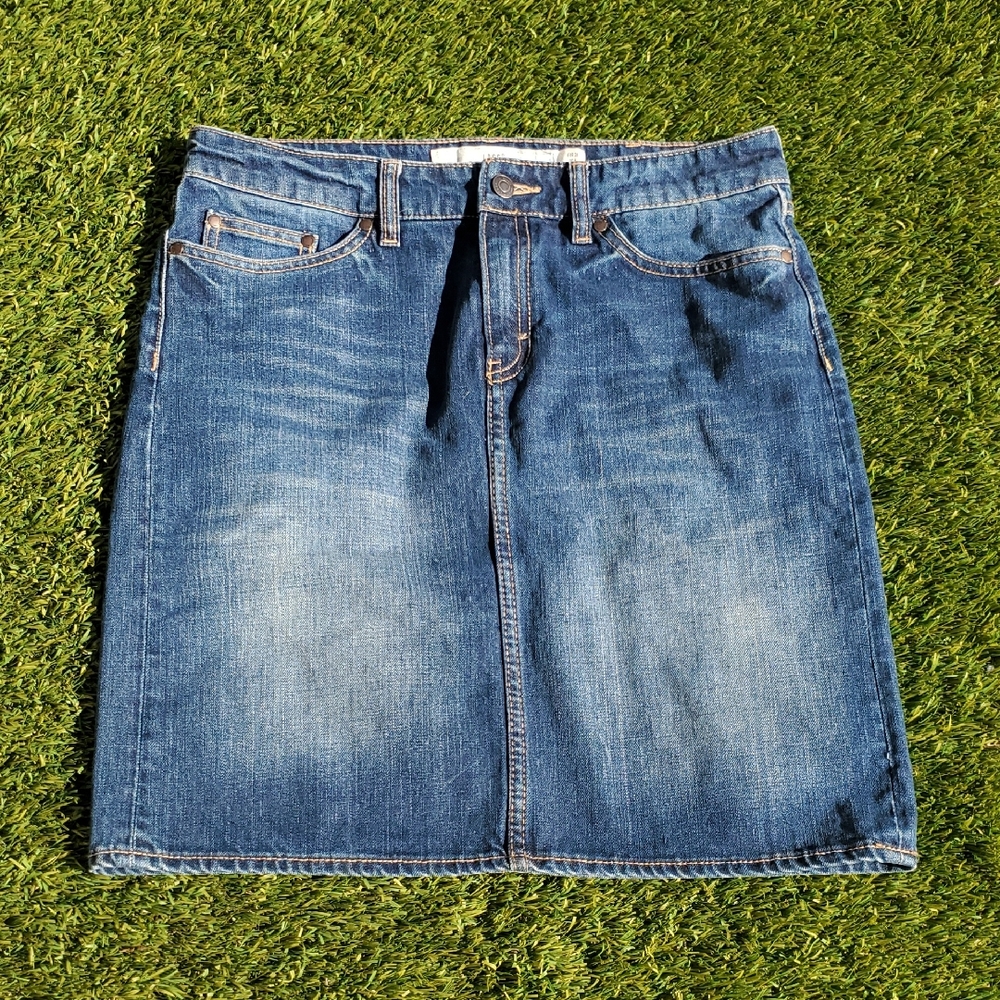 H&M 100% Cotton Classic Blue Denim Skirt Size 8